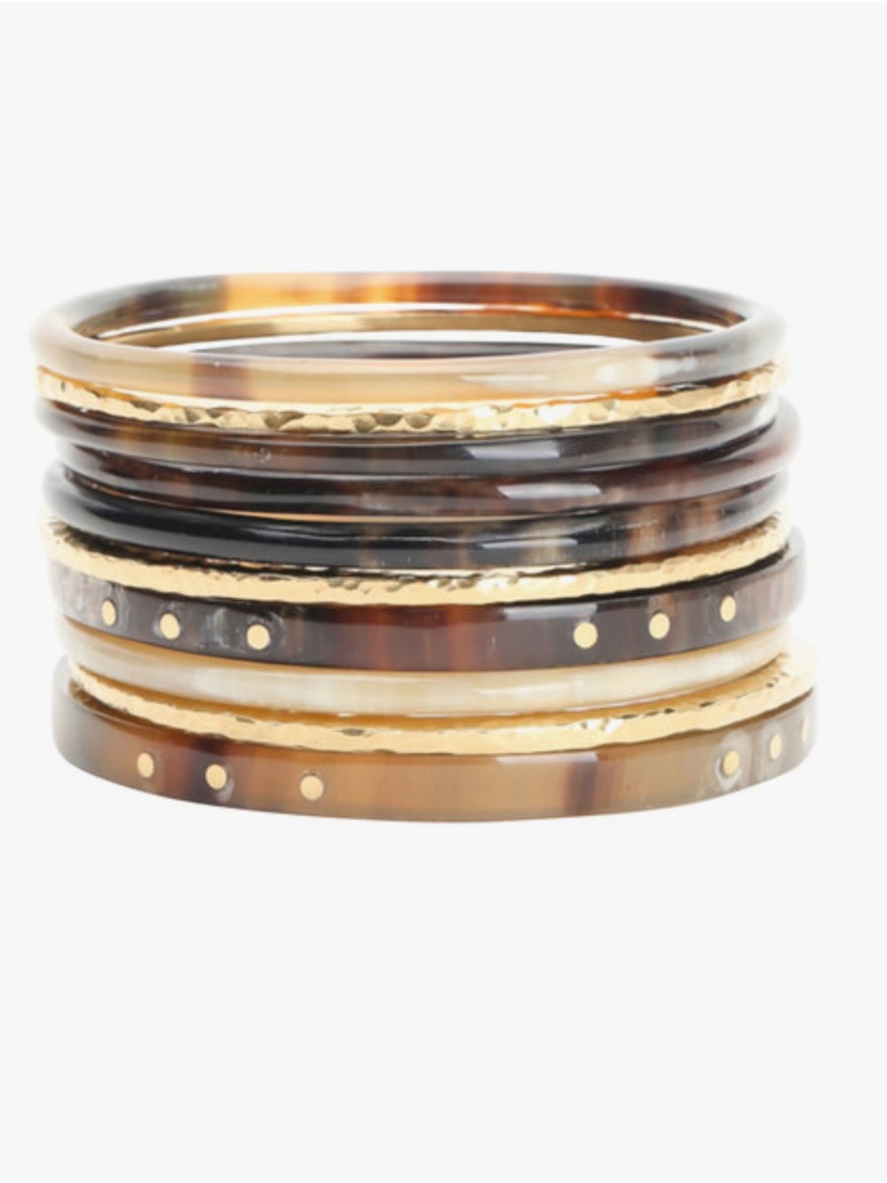 Mixed Gold and Horn Bangle Bracelet Set - Women Jewelry